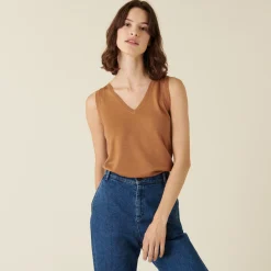 Maison Montagut Debardeur Col V A Point Jersey En Laine Merinos - Atta><noscript><img width=