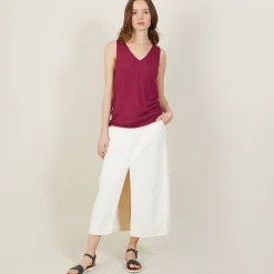 Maison Montagut Debardeur Col V En Lin Flamme - Boreal><noscript><img width=