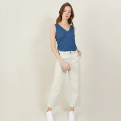 Maison Montagut Debardeur Col V En Lin Flamme - Boreal><noscript><img width=