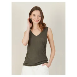 Maison Montagut Debardeur Col V En Lin Flamme - Boreal><noscript><img width=