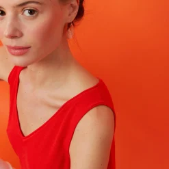 Maison Montagut Debardeur Col V En Lin Flamme - Boreal><noscript><img width=