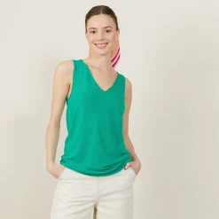 Maison Montagut Debardeur Col V En Lin Flamme - Boreal><noscript><img width=