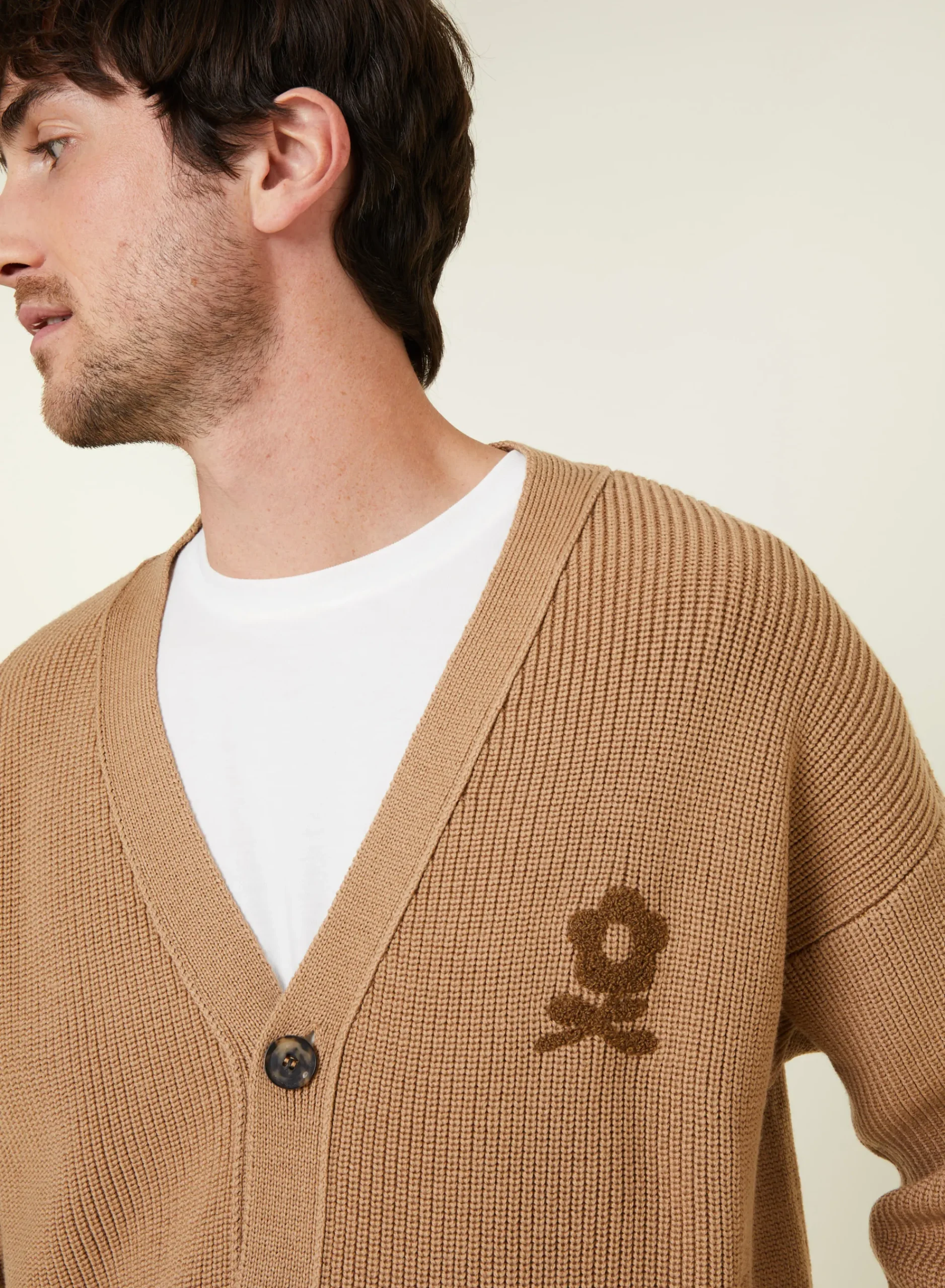 Maison Montagut Gilet Ample Boutone Avec Logo En Laine Merinos - Frederic>Homme Vestes Et Gilets