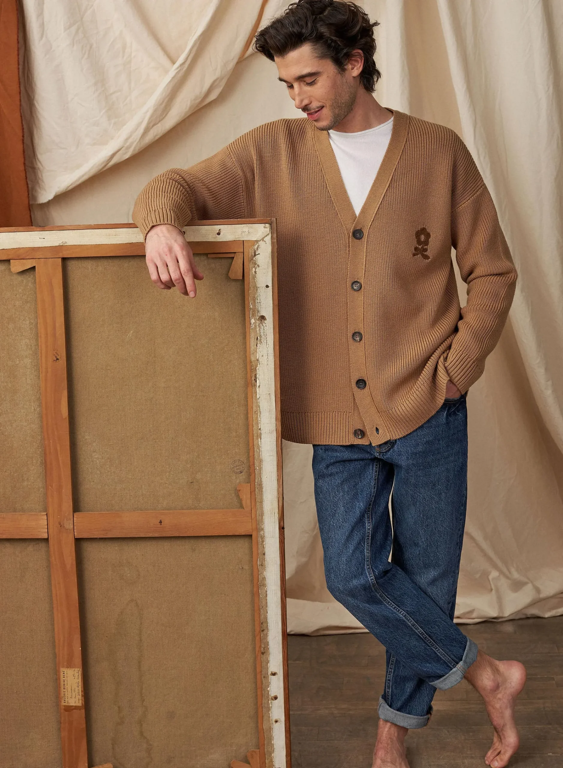 Maison Montagut Gilet Ample Boutone Avec Logo En Laine Merinos - Frederic>Homme Vestes Et Gilets