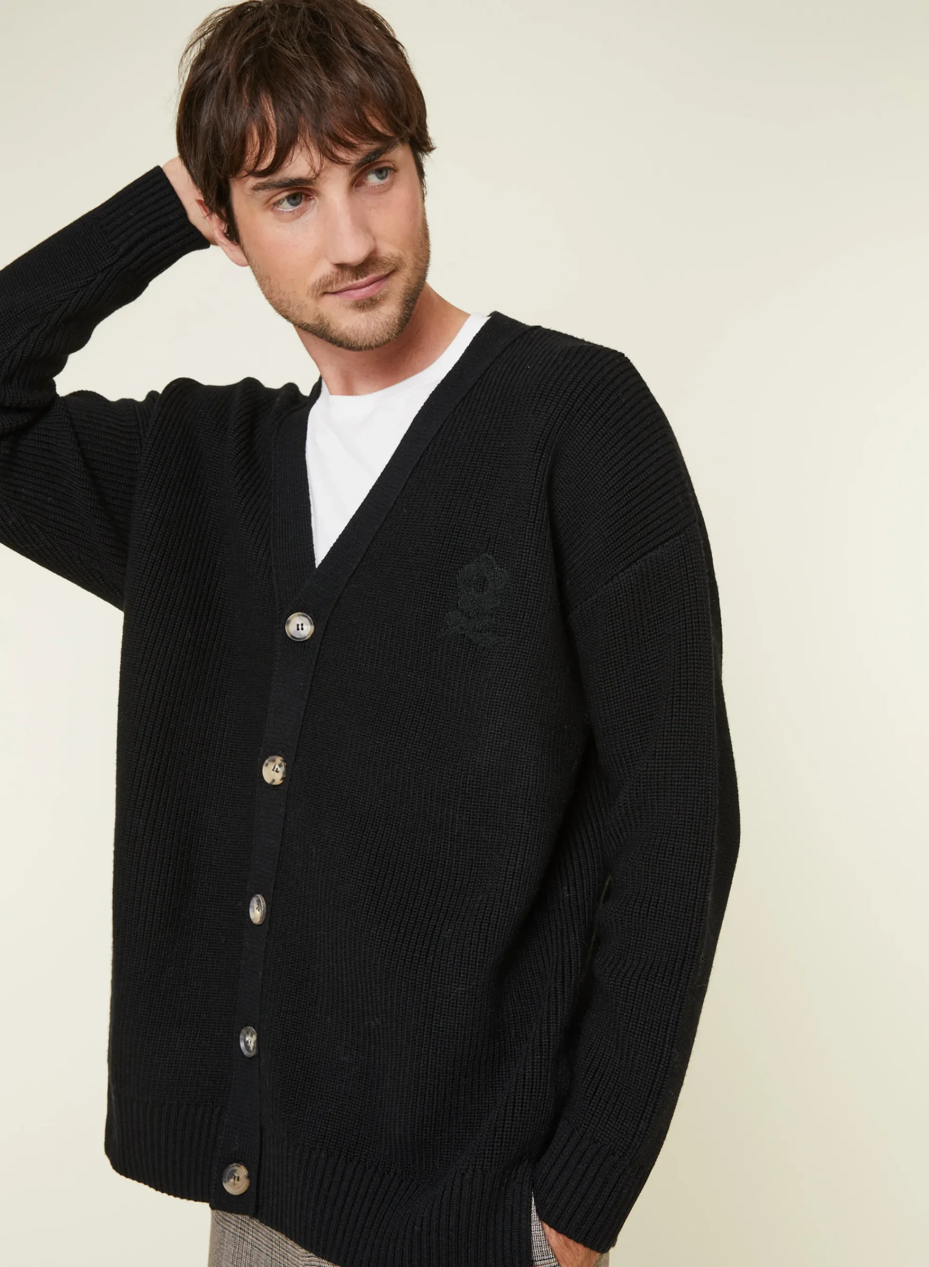 Maison Montagut Gilet Ample Boutone Avec Logo En Laine Merinos - Frederic>Homme Vestes Et Gilets