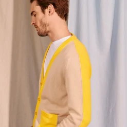 Maison Montagut Gilet Bicolore En Gros Coton Bio - Pierra>Homme Vestes Et Gilets