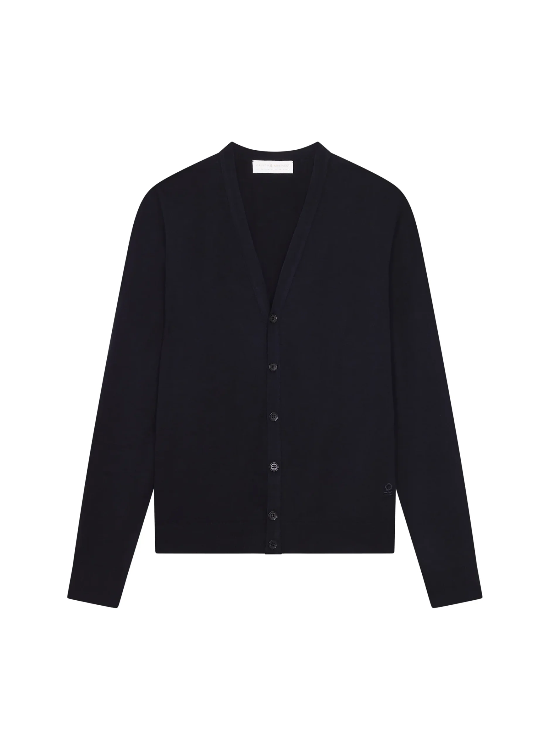 Maison Montagut Gilet Boutonne Avec Logo En Laine Merinos - Etienne>Homme Vestes Et Gilets