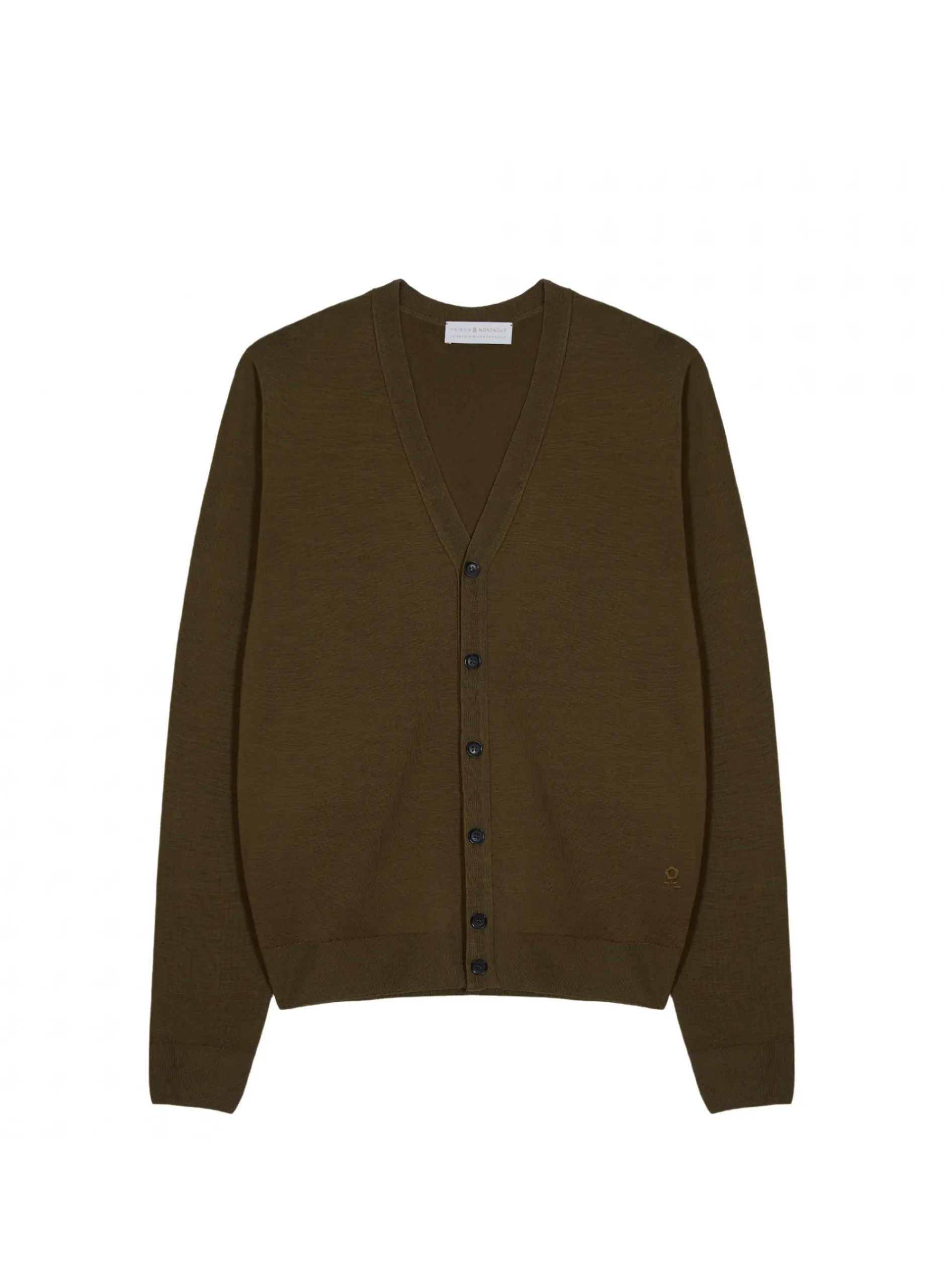 Maison Montagut Gilet Boutonne Avec Logo En Laine Merinos - Etienne>Homme Vestes Et Gilets