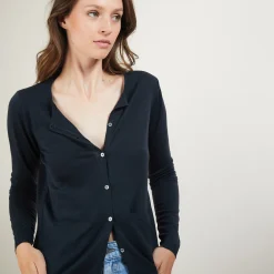 Maison Montagut Gilet Col Rond En Laine Merinos - Betsi><noscript><img width=