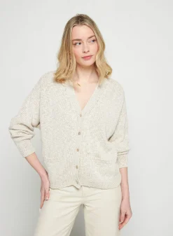 Maison Montagut Gilet Col V En Coton Et Lin - Thais>Femme Vestes Et Gilets