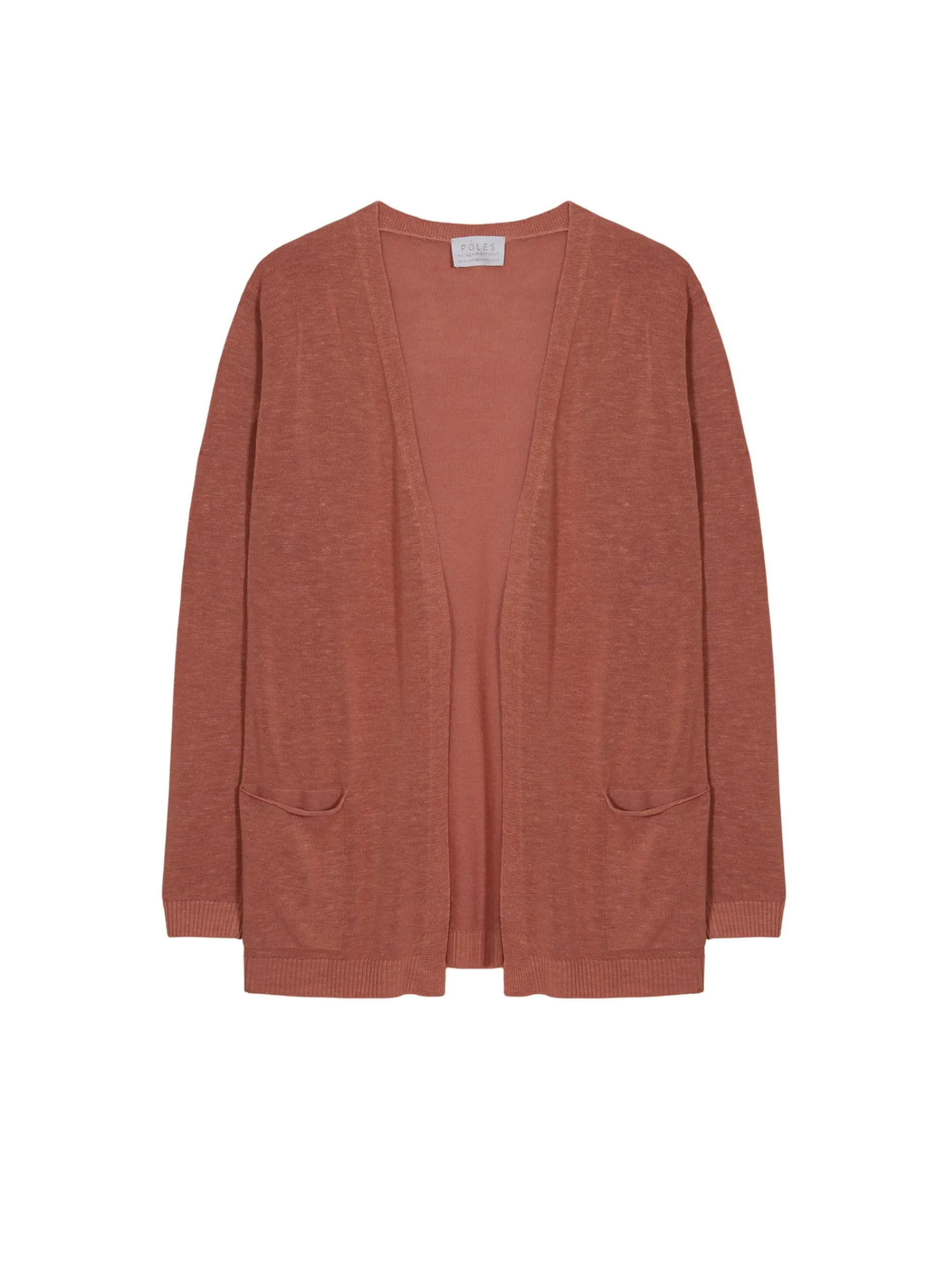 Maison Montagut Gilet Long Avec Poches En Lin Flamme - Tabata>Femme Vestes Et Gilets