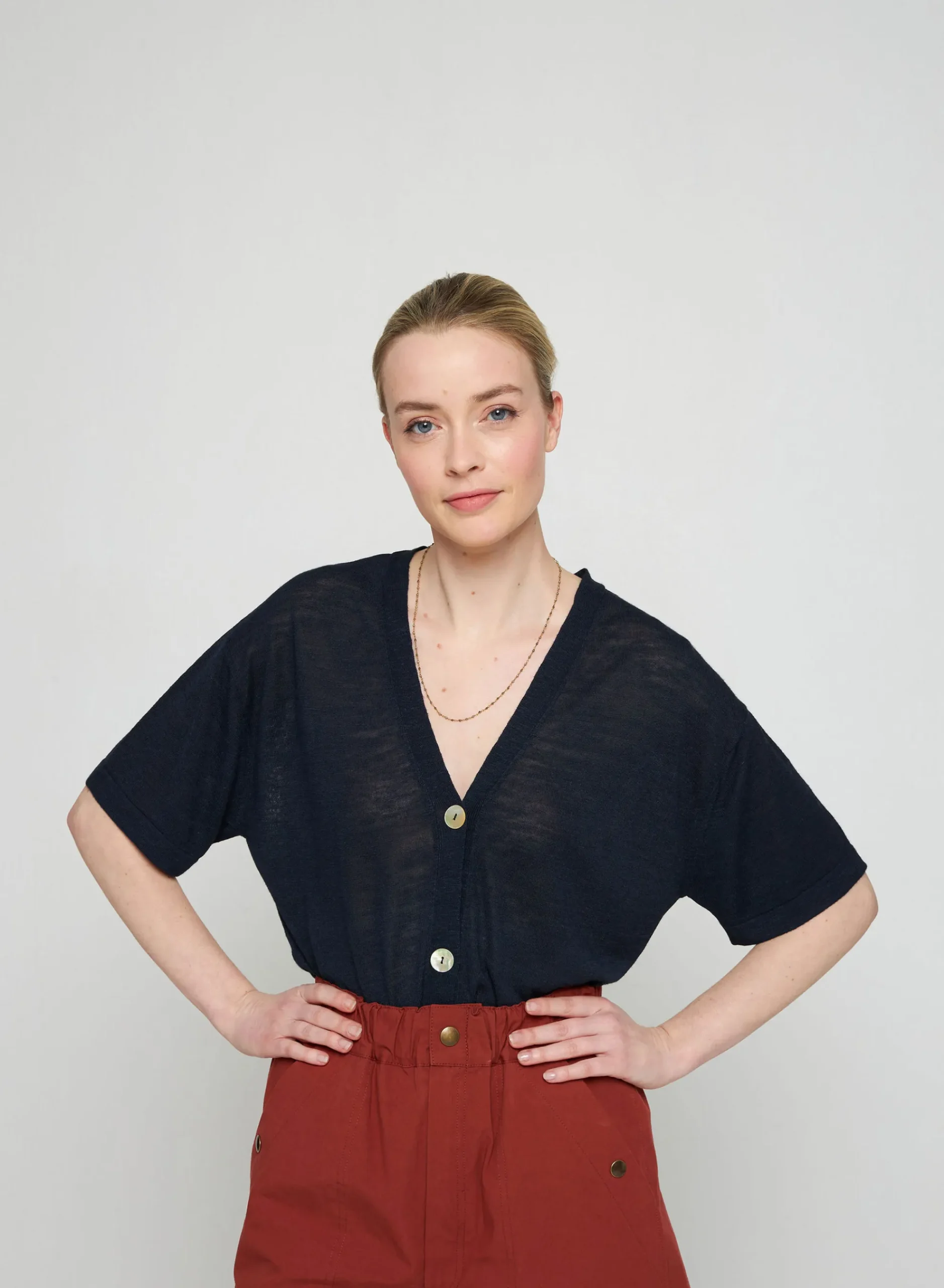 Maison Montagut Gilet Manches Courtes En Lin Flamme - Tanya>Femme T-Shirts