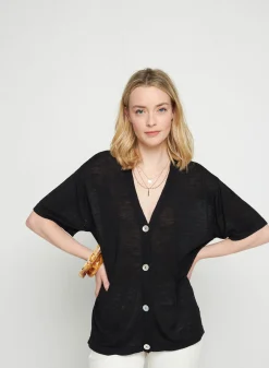 Maison Montagut Gilet Manches Courtes En Lin Flamme - Tanya><noscript><img width=