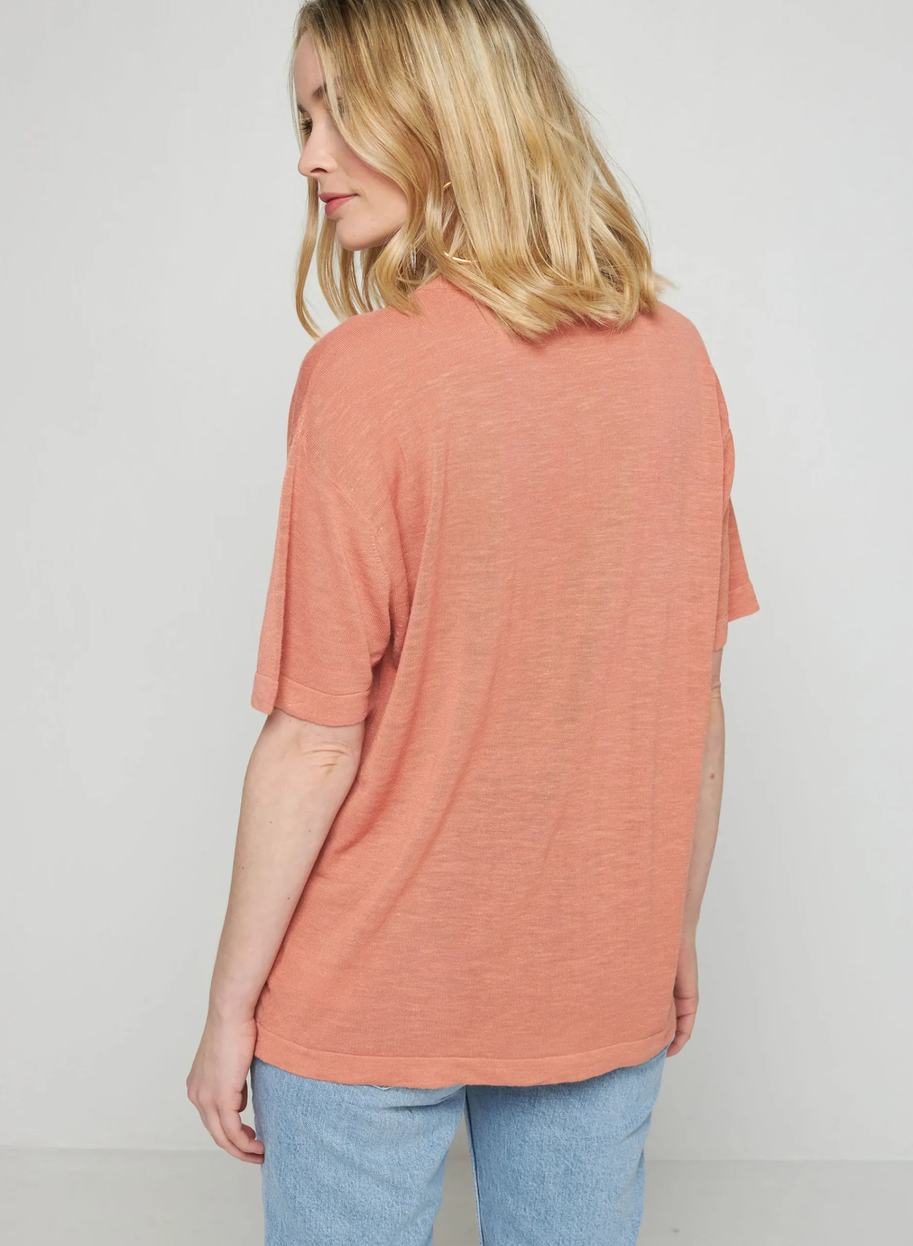 Maison Montagut Gilet Manches Courtes En Lin Flamme - Tanya>Femme T-Shirts