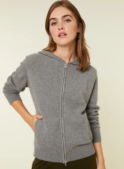 Maison Montagut Gilet Zippe A Capuche En Cachemire Melange - Alfred><noscript><img width=