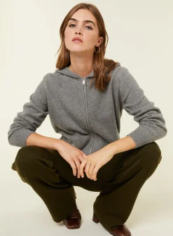 Maison Montagut Gilet Zippe A Capuche En Cachemire Melange - Alfred><noscript><img width=