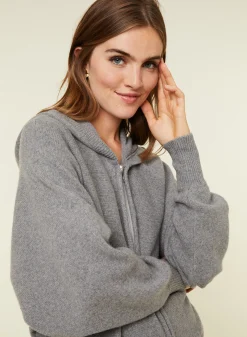 Maison Montagut Gilet Zippe A Capuche En Cachemire Melange - Albin><noscript><img width=