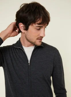 Maison Montagut Gilet Zippe Avec Logo En Laine Merinos - Estian><noscript><img width=