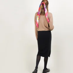 Maison Montagut Jupe Droite A Fentes En Cachemire - Grenade><noscript><img width=