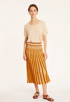 Maison Montagut Jupe Plissee Tricolore En Coton Bio - Merveille>Femme Jupes