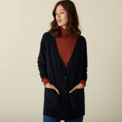 Maison Montagut Long Cardigan Col V En Cachemire A Fentes Et Poches - Aden><noscript><img width=