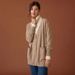 Maison Montagut Long Cardigan Col V En Cachemire A Fentes Et Poches - Aden><noscript><img width=