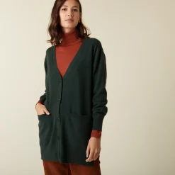 Maison Montagut Long Cardigan Col V En Cachemire A Fentes Et Poches - Aden><noscript><img width=