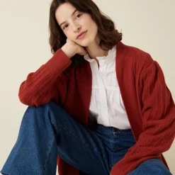 Maison Montagut Long Gilet En Laine Alpaga Manches Ballons - Damy>Femme Vestes Et Gilets