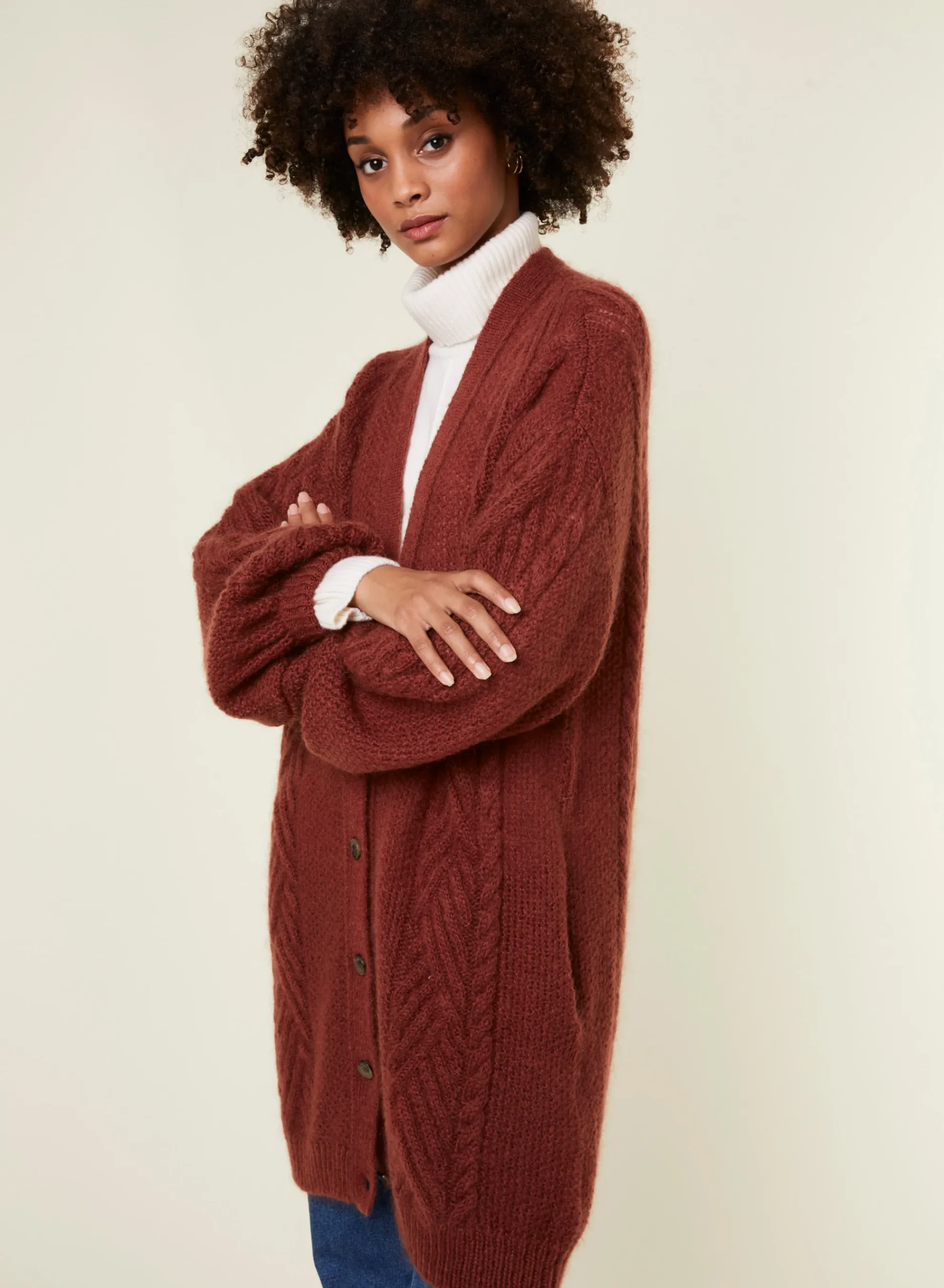 Maison Montagut Manteau Boutonne En Mohair Manches Ballon - Galilee>Femme Vestes Et Gilets