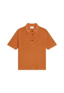 Maison Montagut Polo A Cotes En Lin Flamme - Petunia>Femme T-Shirts