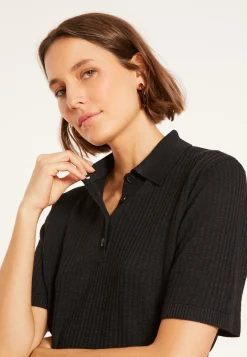 Maison Montagut Polo A Cotes En Lin Flamme - Petunia><noscript><img width=