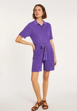 Maison Montagut Polo A Cotes En Lin Flamme - Petunia><noscript><img width=