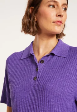 Maison Montagut Polo A Cotes En Lin Flamme - Petunia><noscript><img width=