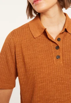 Maison Montagut Polo A Cotes En Lin Flamme - Petunia><noscript><img width=