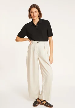 Maison Montagut Polo A Cotes En Lin Flamme - Petunia><noscript><img width=