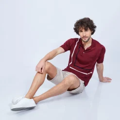 Maison Montagut Polo A Rayures Fil Lumiere - Loic><noscript><img width=