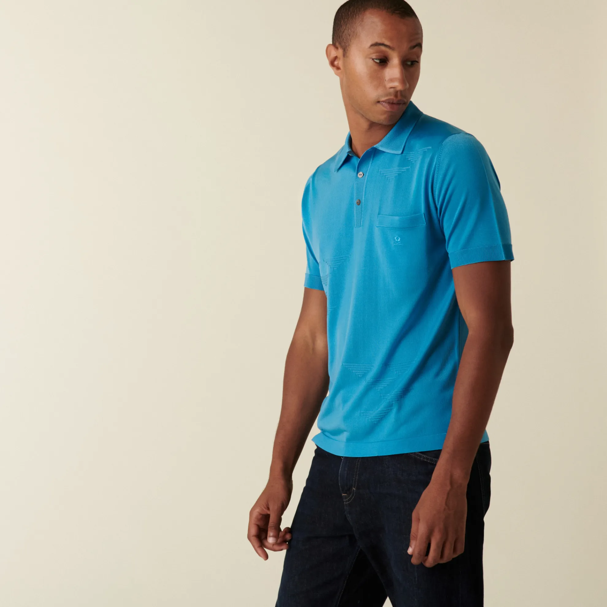 Maison Montagut Polo En Fil Lumiere A Motifs Triangles - Dilem>Homme Fil Lumiere Pour Lui