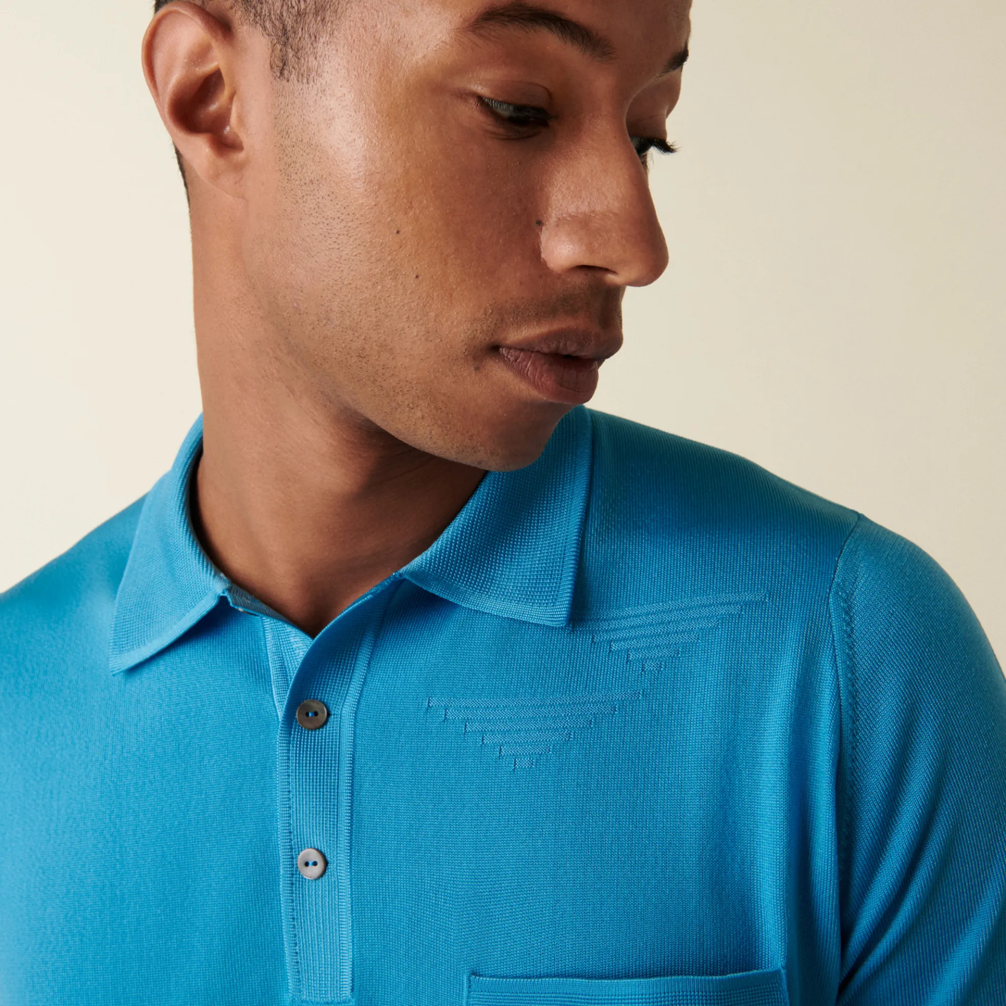 Maison Montagut Polo En Fil Lumiere A Motifs Triangles - Dilem>Homme Fil Lumiere Pour Lui