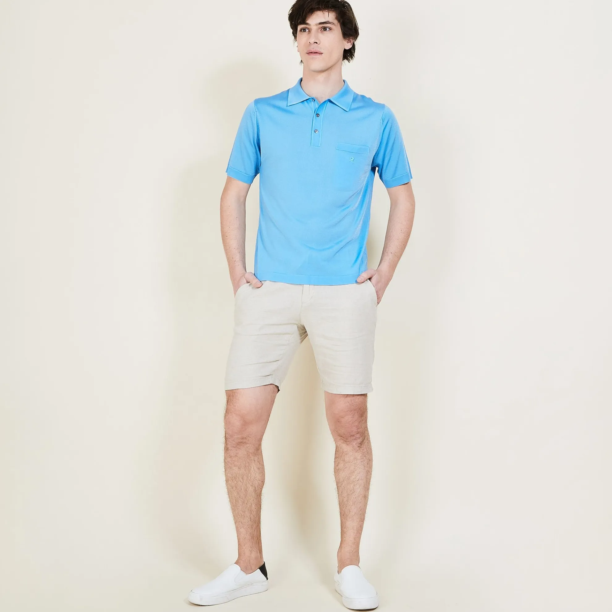 Maison Montagut Polo Manches Courtes En Fil Lumiere - Vadim>Homme Fil Lumiere Pour Lui