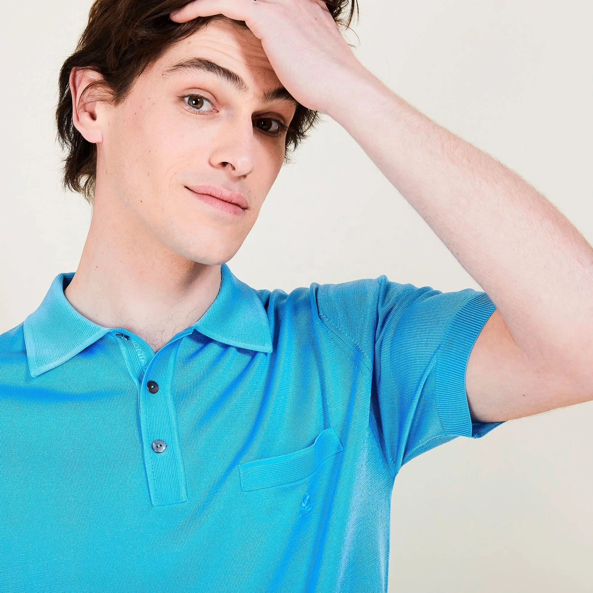 Maison Montagut Polo Manches Courtes En Fil Lumiere - Vadim>Homme Fil Lumiere Pour Lui