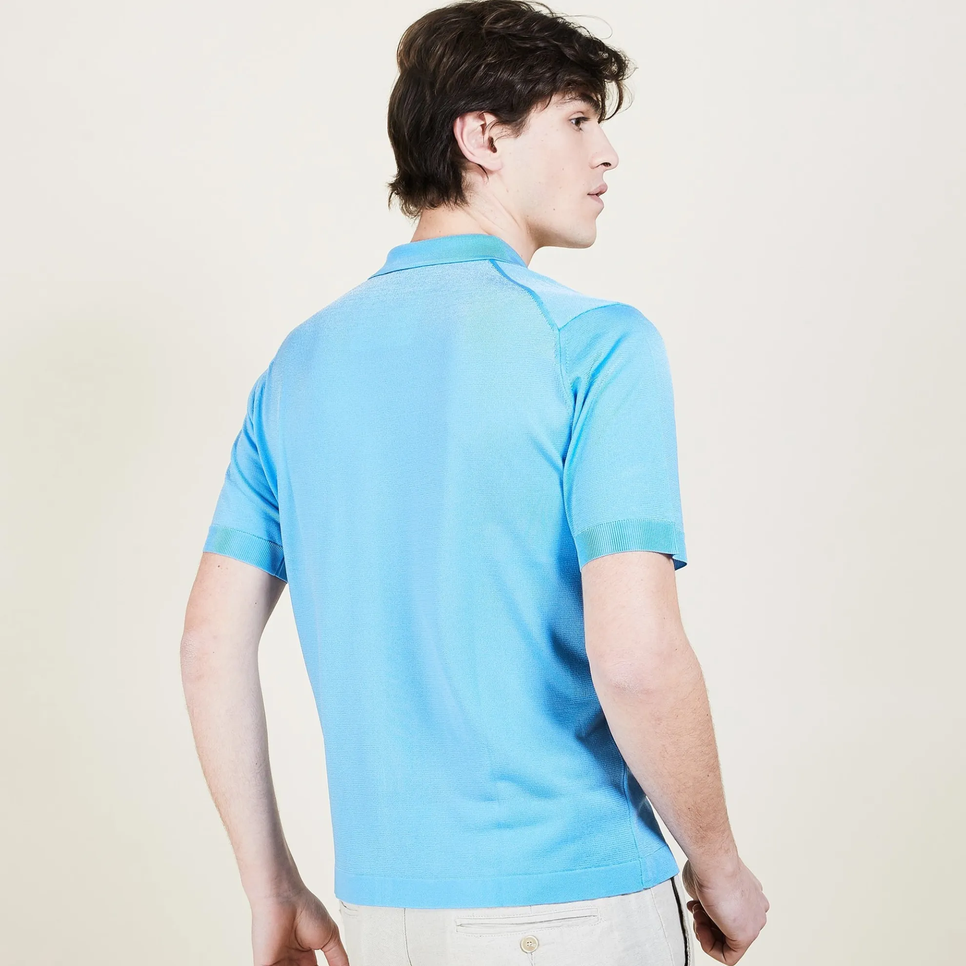 Maison Montagut Polo Manches Courtes En Fil Lumiere - Vadim>Homme Fil Lumiere Pour Lui