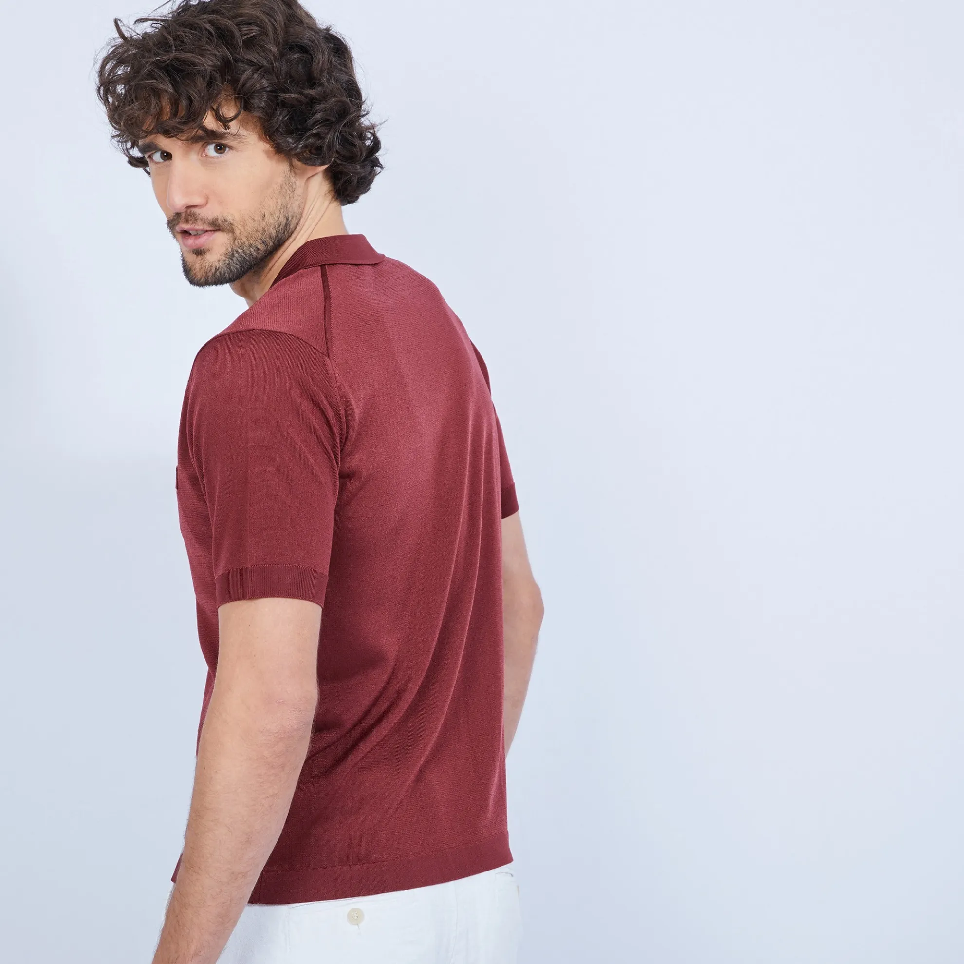 Maison Montagut Polo Manches Courtes En Fil Lumiere - Vadim>Homme Fil Lumiere Pour Lui