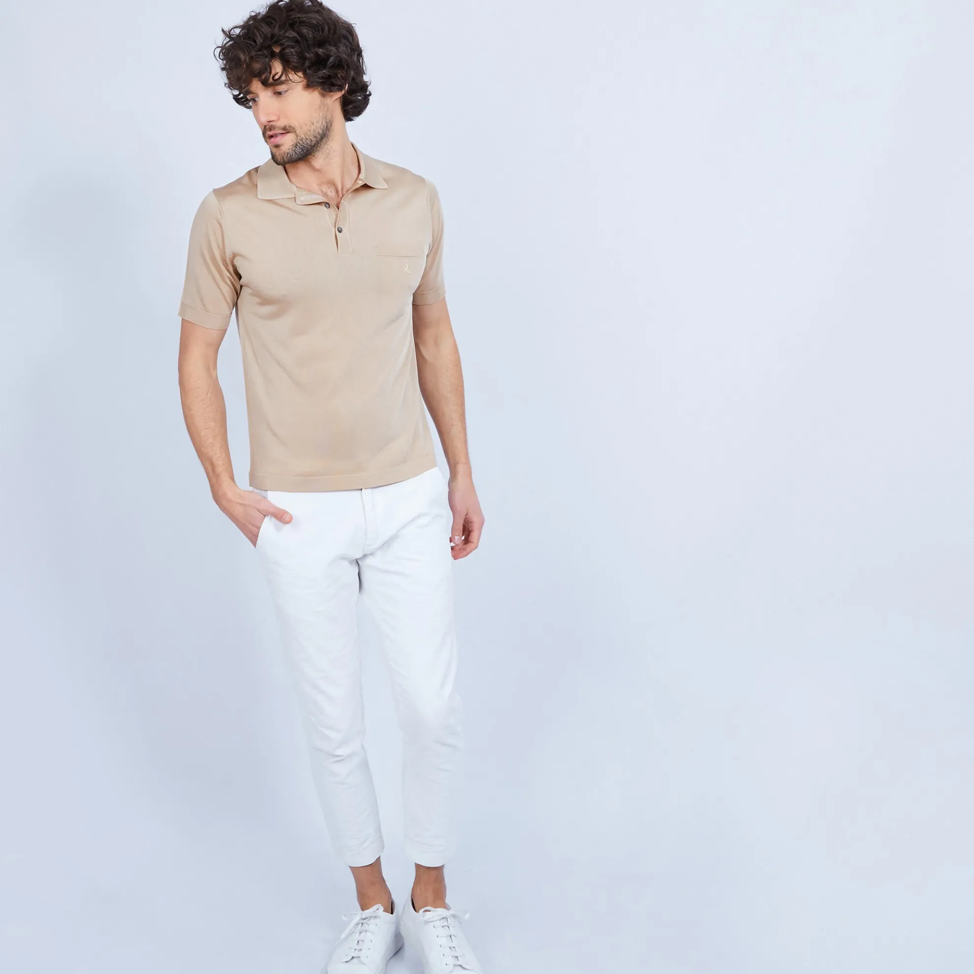 Maison Montagut Polo Manches Courtes En Fil Lumiere - Vadim>Homme Fil Lumiere Pour Lui