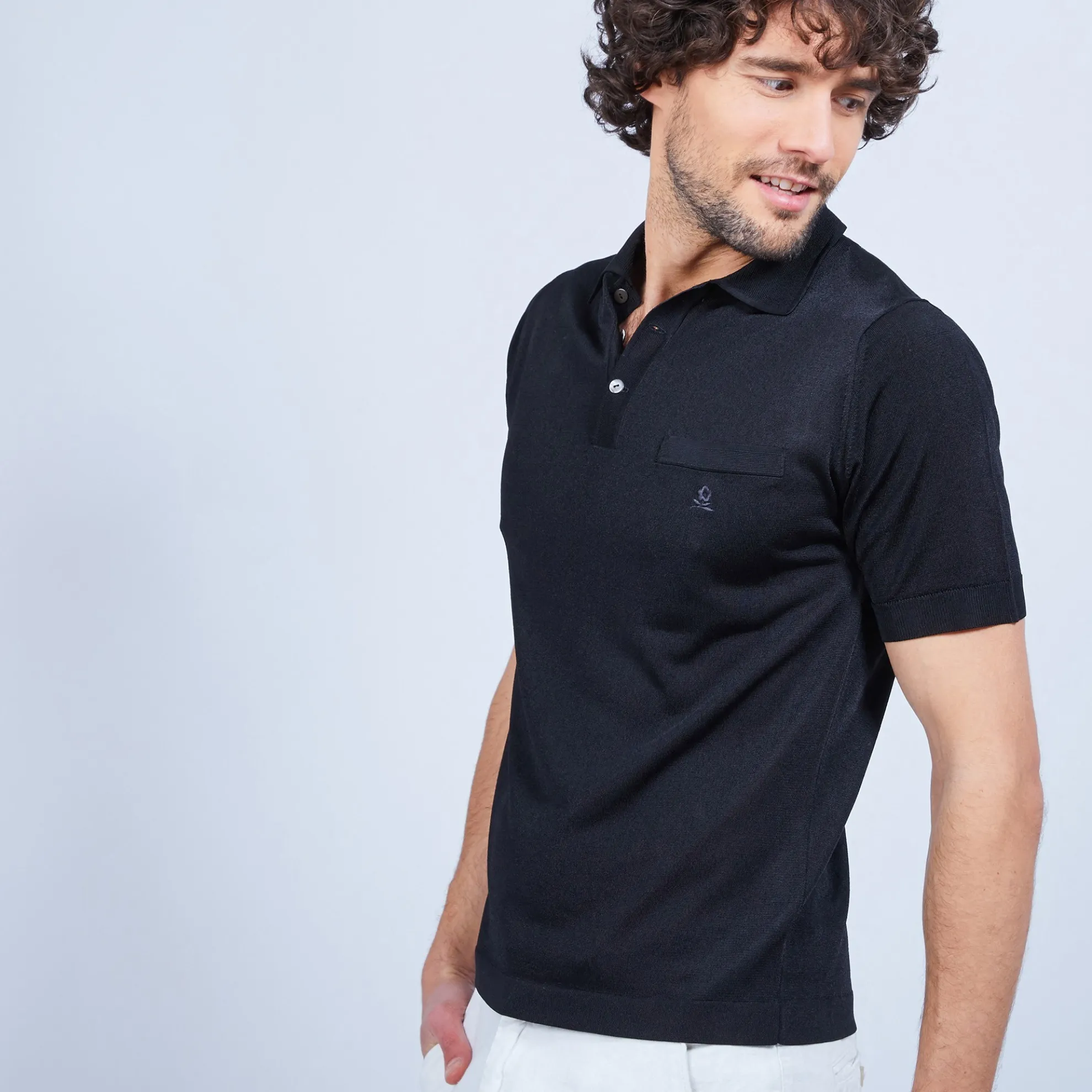 Maison Montagut Polo Manches Courtes En Fil Lumiere - Vadim>Homme Fil Lumiere Pour Lui