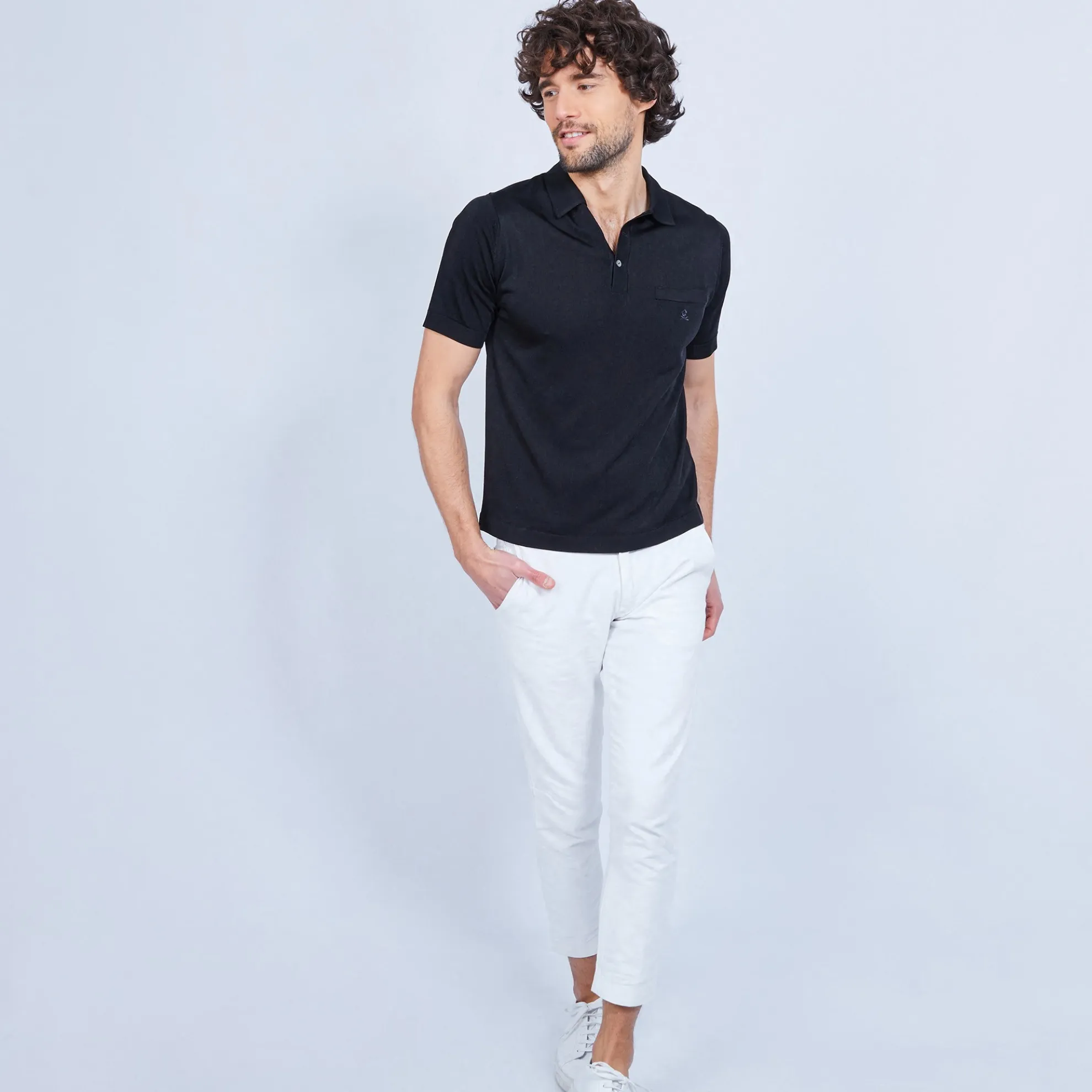 Maison Montagut Polo Manches Courtes En Fil Lumiere - Vadim>Homme Fil Lumiere Pour Lui