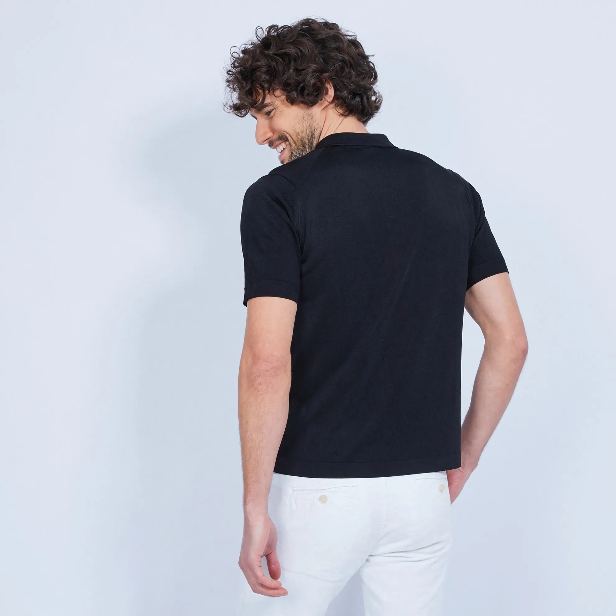 Maison Montagut Polo Manches Courtes En Fil Lumiere - Vadim>Homme Fil Lumiere Pour Lui