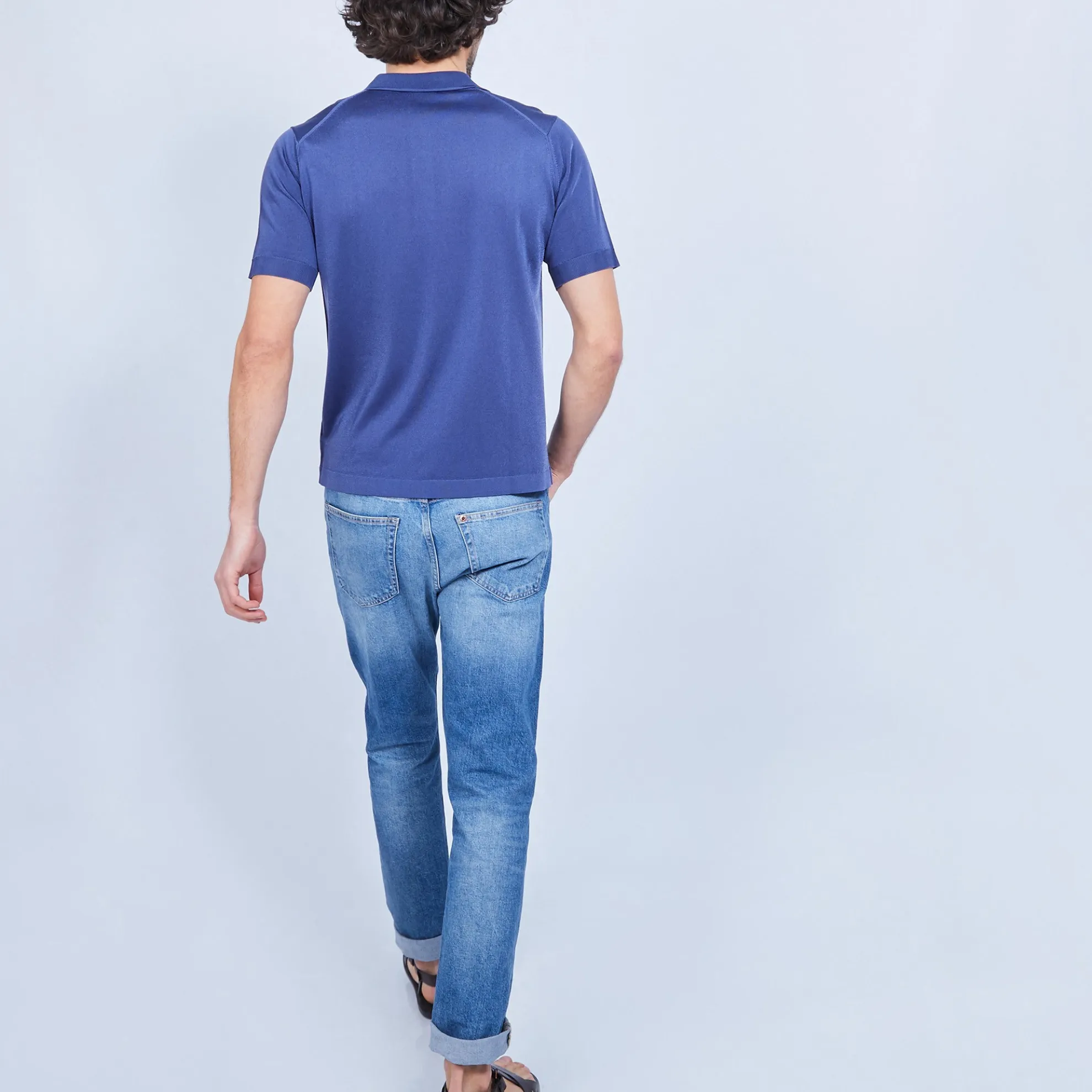 Maison Montagut Polo Manches Courtes En Fil Lumiere - Vadim>Homme Fil Lumiere Pour Lui