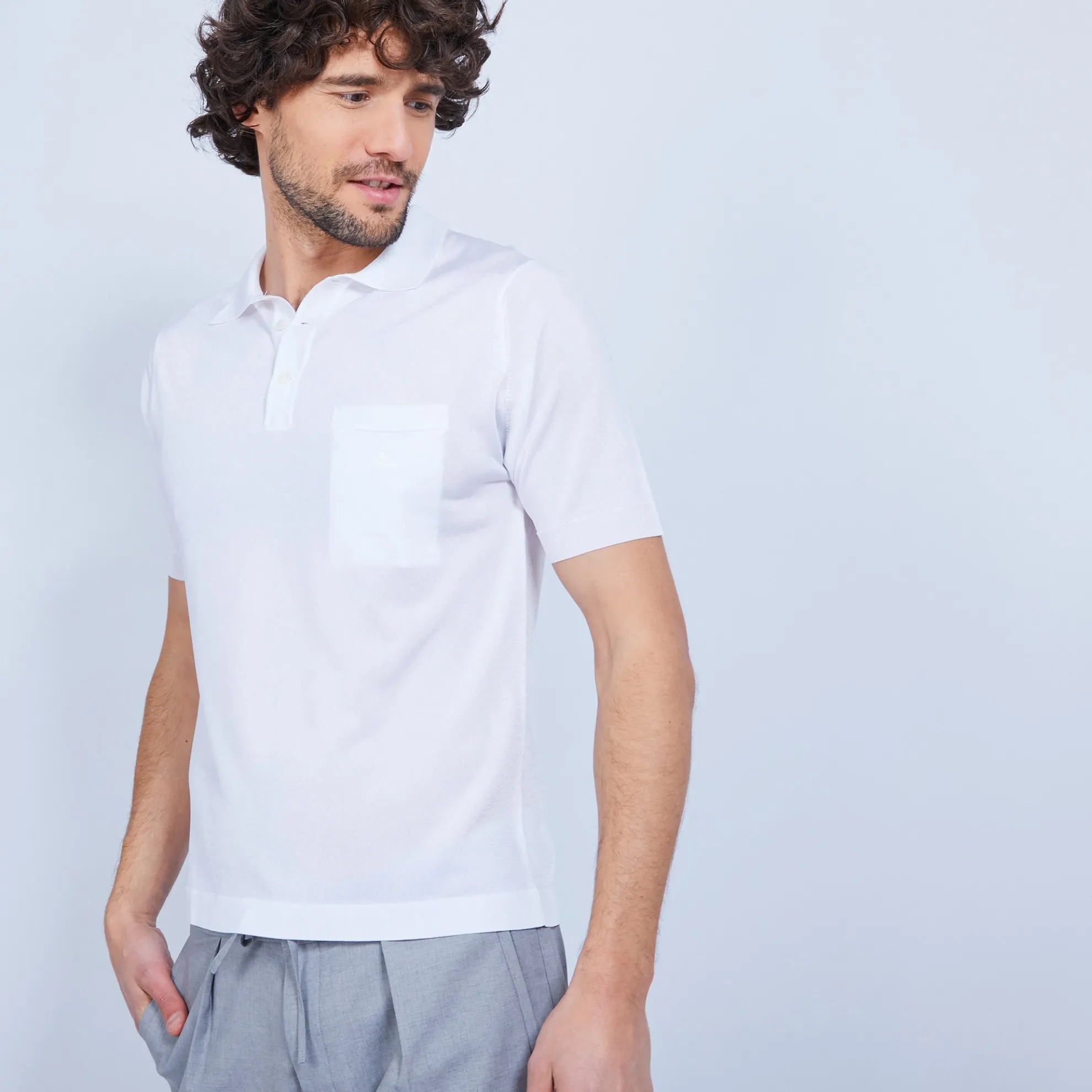 Maison Montagut Polo Manches Courtes En Fil Lumiere - Vadim>Homme Fil Lumiere Pour Lui