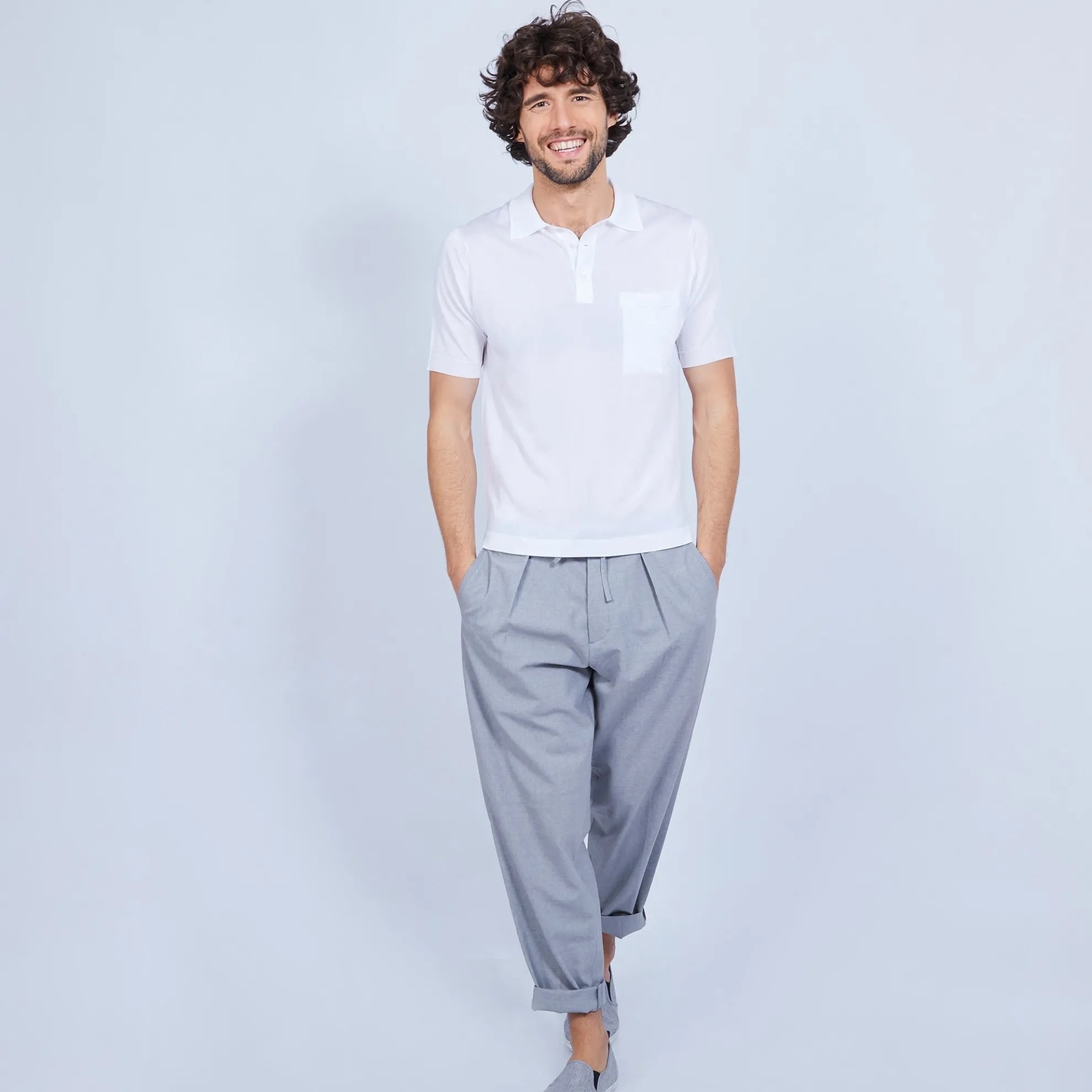 Maison Montagut Polo Manches Courtes En Fil Lumiere - Vadim>Homme Fil Lumiere Pour Lui