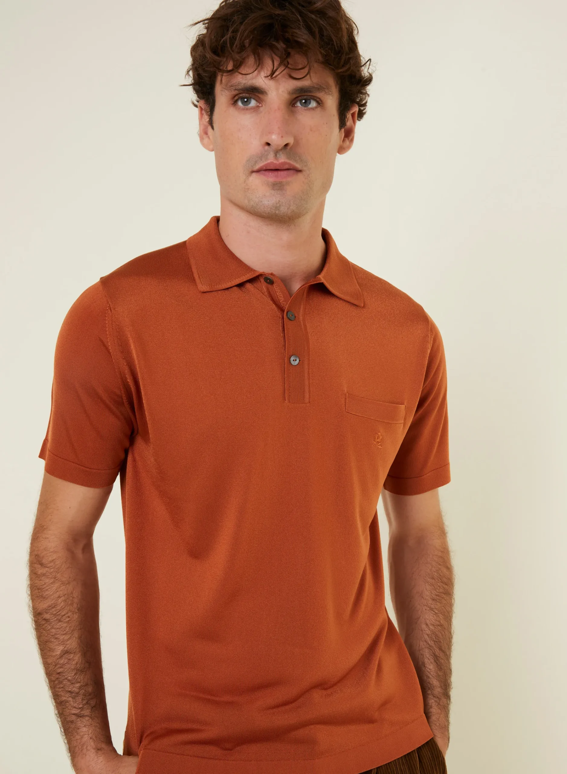 Maison Montagut Polo Manches Courtes En Fil Lumiere - Vadim>Homme Fil Lumiere Pour Lui